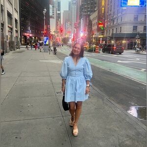 Showpo Light Blue Dress with Button Detail